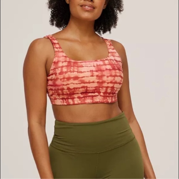 Athleta Exhale Powervita Sports Bra, Coral Tie Dye, Size 1X - Picture 1 of 9